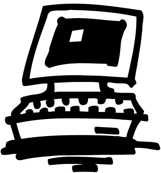 Rough drawing of a computer vinyl sticker. Customize on line.      Computers 024-0196  